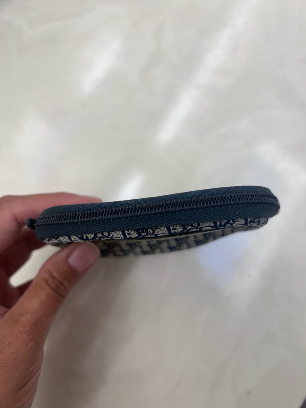 Christian Dior Monogram Coin Pouch - Navy & Cream - Picture 6 of 7
